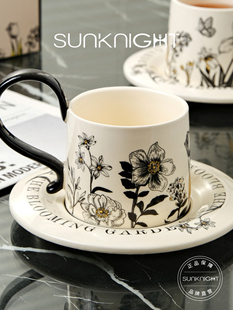 SUNKNIGHT.boat.筷艇中古风陶瓷咖啡杯碟套装 一杯一碟咖啡杯轻奢