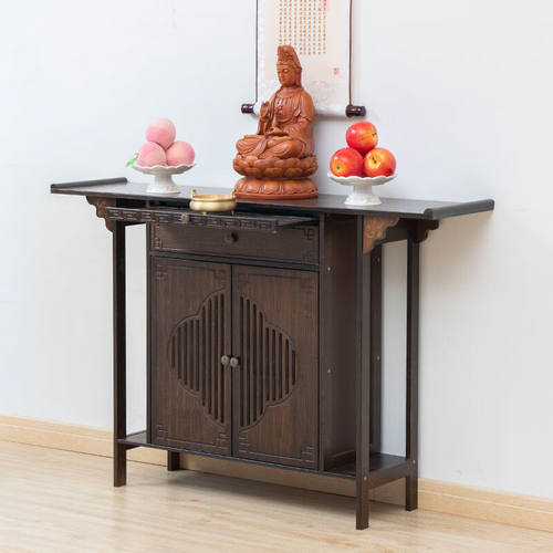 新玄关柜楠竹玄关柜现代简约门厅柜实木架条案一体玄关桌供桌台胡