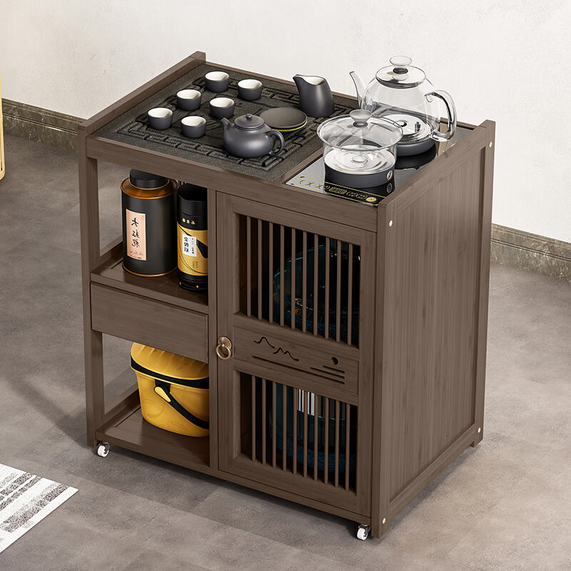 移动茶台家用茶车客厅实木泡茶桌烧水壶一体茶水柜小型茶吧机组合
