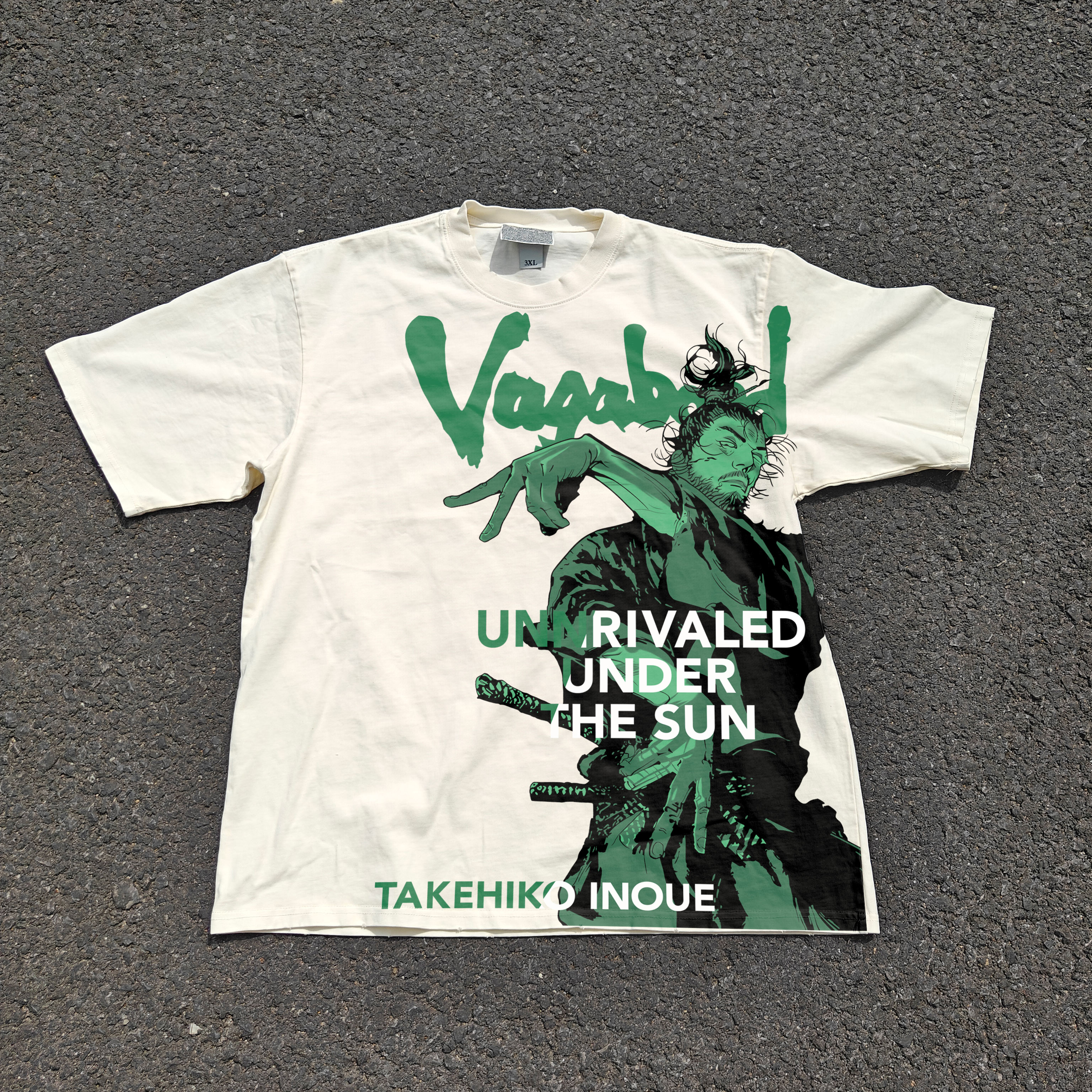 只为快乐 只做喜爱 浪客行数码直喷重磅做旧水洗破坏短袖