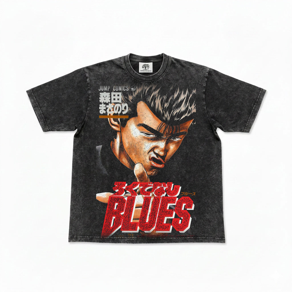 Made in Heaven 森田真法无赖布鲁斯ろくでなしBLUES做旧纯棉短袖