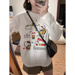 T恤 纯棉高街卡通印花男女长袖 海外订单 清仓捡漏奥特莱斯外贸韩版