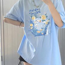 品牌外贸专柜撤回清仓捡漏~纯棉浅蓝色短袖t恤女2025新款高端上衣