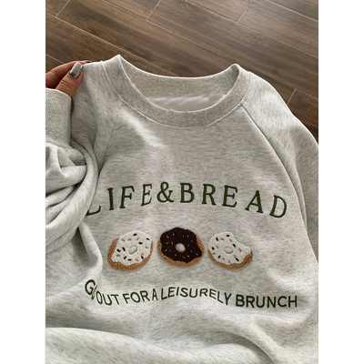 外贸原单正品尾货清仓~韩版休闲宽松加绒加厚印花男女圆领卫衣潮