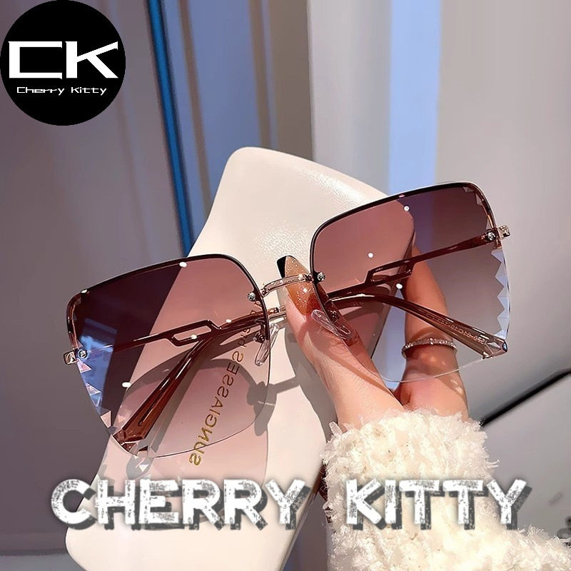 Cherry Kitty韩国无框方形太阳镜女款高级感气质透明浅色墨镜眼镜
