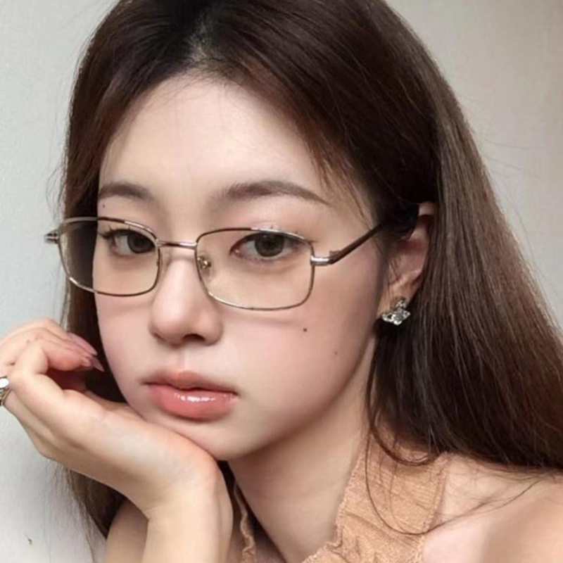 欧美复古时尚个性小框素颜金属平光镜痞帅港风金丝眼镜可配近视
