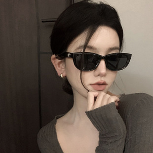 复古猫眼黑色辣妹欧美墨镜女高级感小脸防紫外线强光太阳眼镜造型