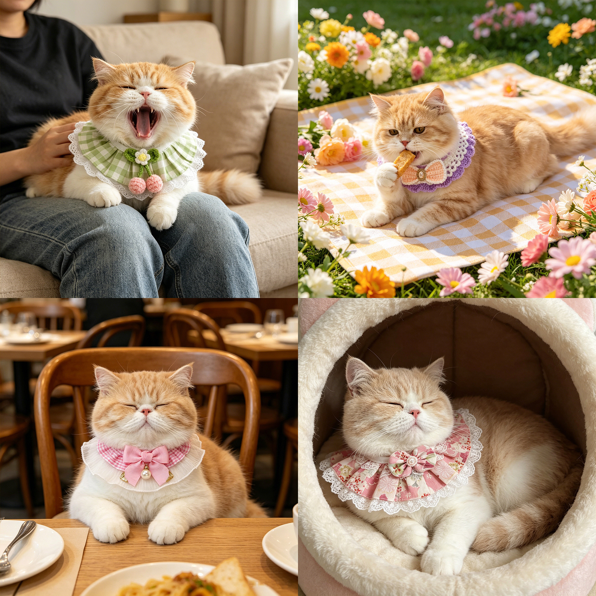 猫咪狗狗口水巾宠物围脖围领ins风领结拍照可爱饰品蕾丝围兜道具