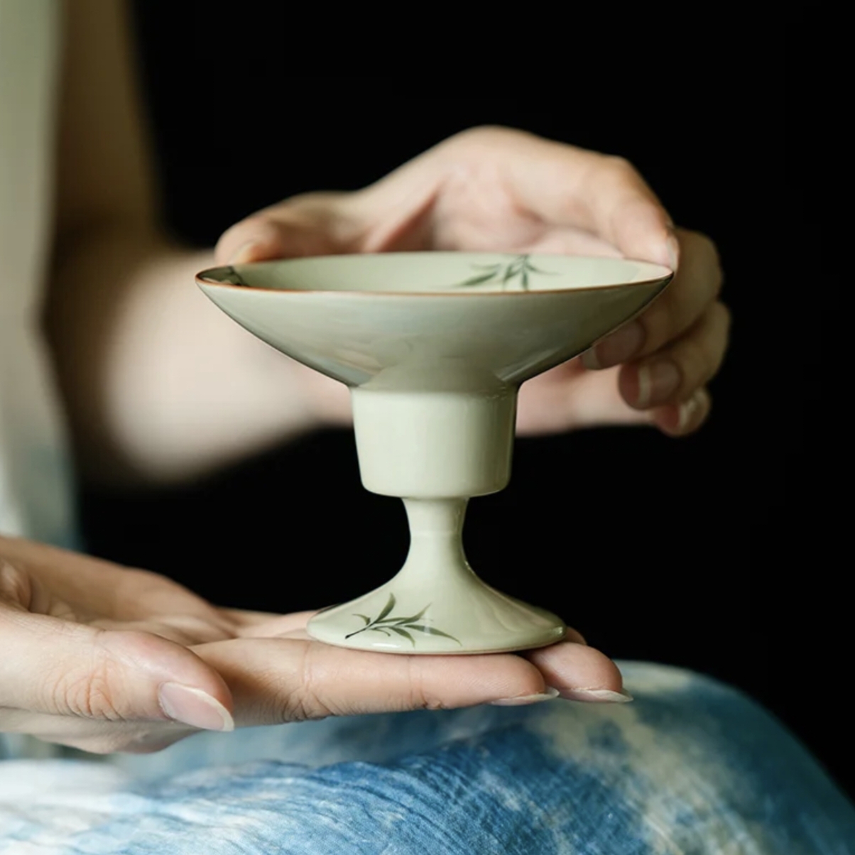 纯手绘筱竹高足线香香炉高端陶瓷香插家用室内沉香檀香熏香炉香器