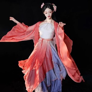 古典舞飘逸纱衣仙气外搭系带纱裙带闪不规则设计中国舞古典舞