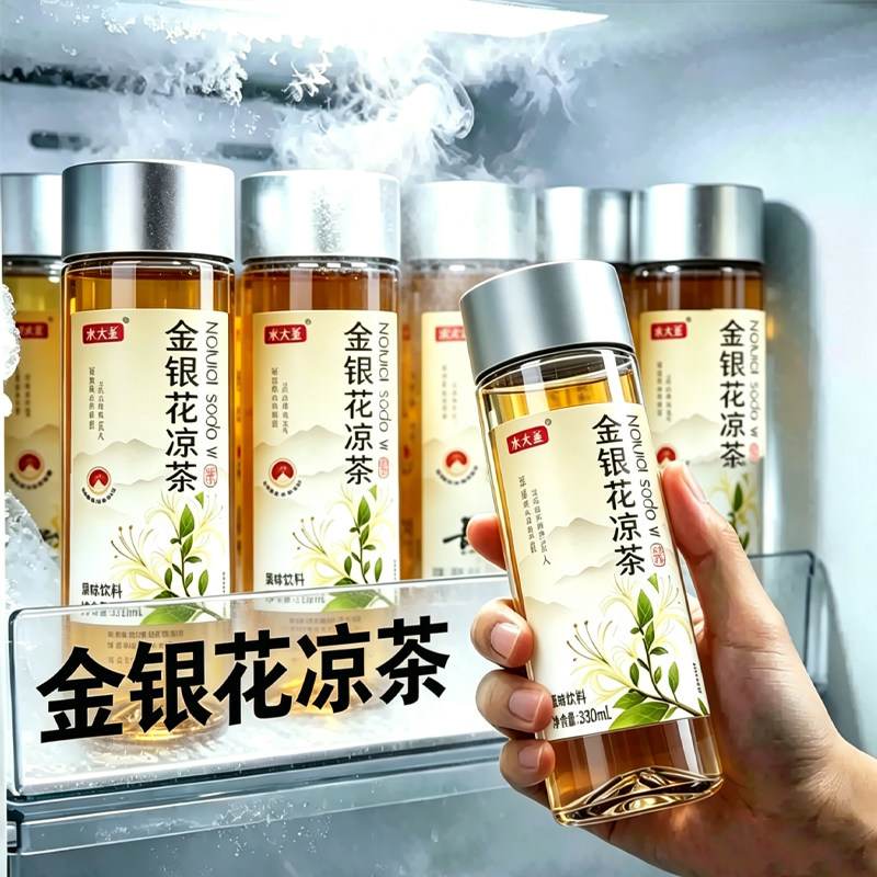 金银花凉茶330ml*24瓶整箱夏季清润解渴0糖草本植物饮料特价批发
