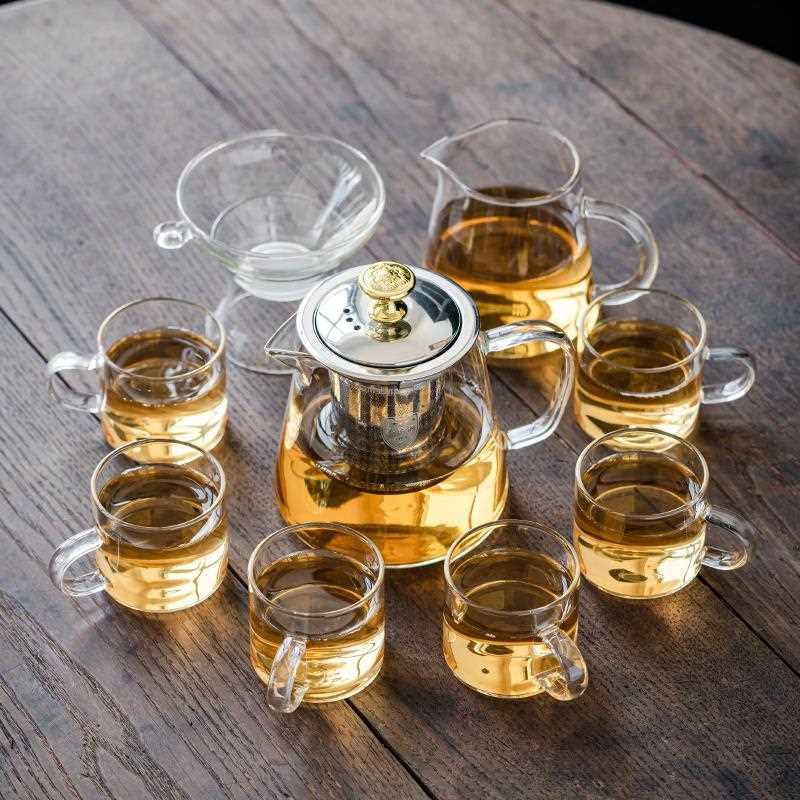 日式玻璃茶具泡茶套装轻奢家用功夫茶杯高档盖碗办公室泡茶器茶壶