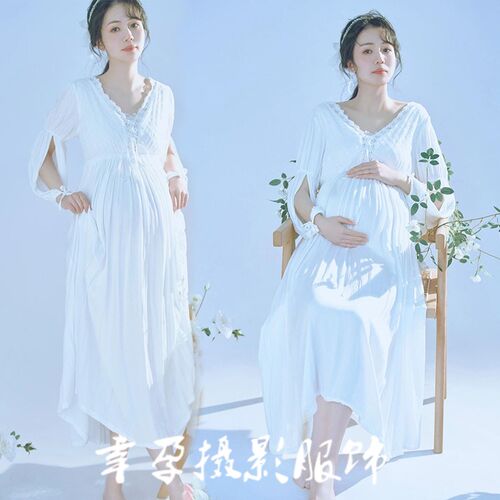 速发影楼新款孕妇大服影法式复古公主连衣裙照肚妈咪摄装艺术拍照