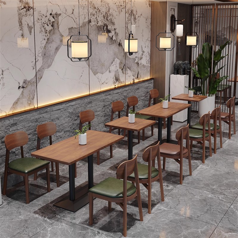 速发复古咖桌厅奶茶店桌椅组合西餐厅餐饮木吃店饭店商用实小啡椅