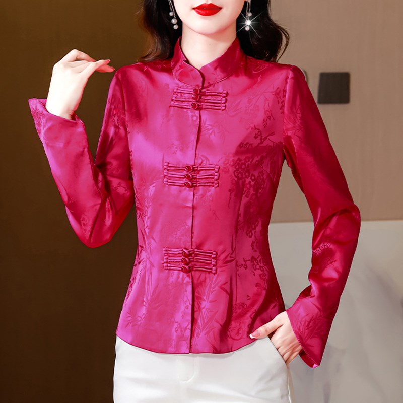速发新中式装中国风盘花提扣改良旗袍上衣春秋古妈复妈唐装外套