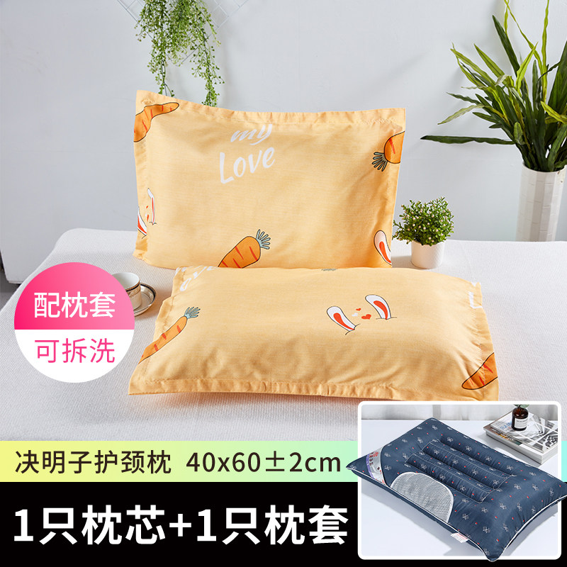 速发套头决明子学生宿舍人少年专用单青家用护颈枕芯枕枕一对装
