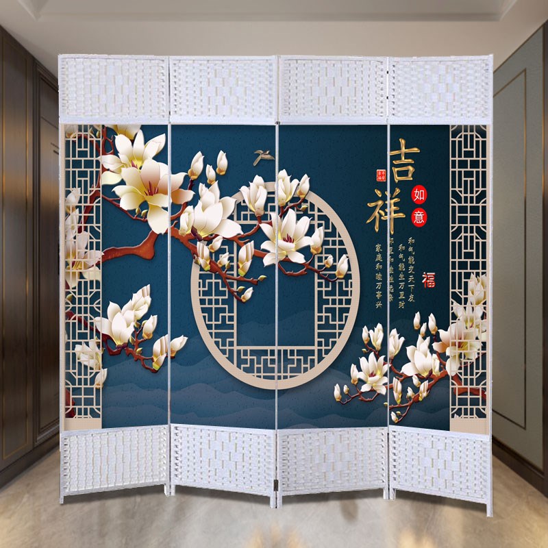 速发#简约屏风隔断客厅可门叠移动办公室入户玄关墙进折遮挡帘家