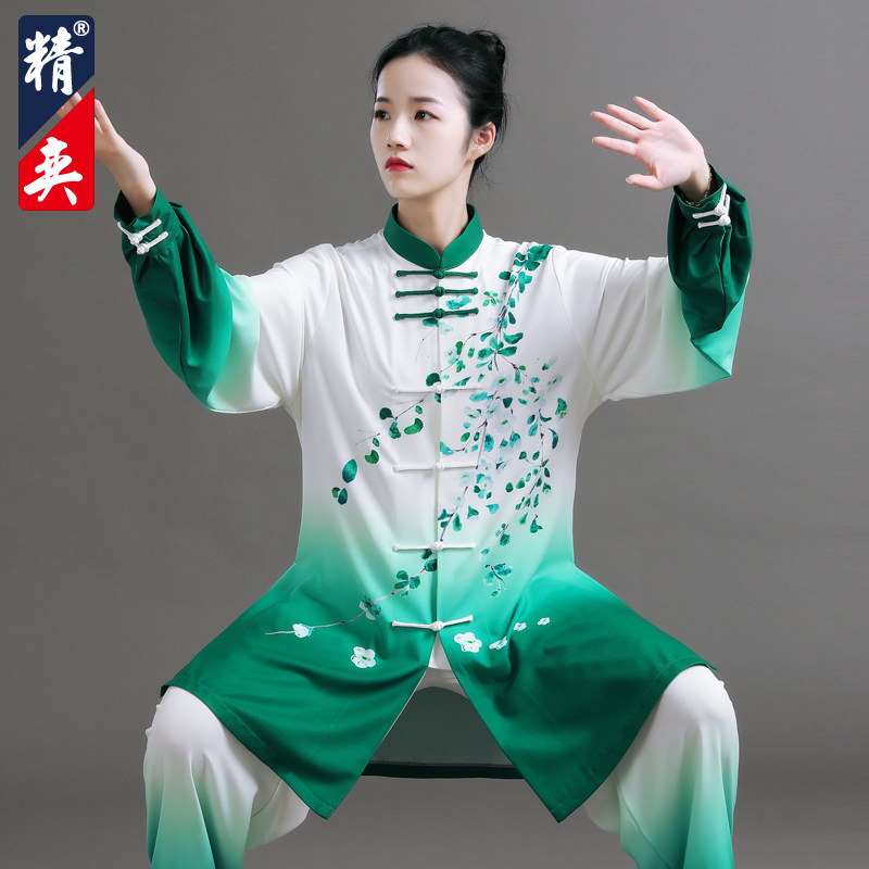 速发变奕太极服装新款高端渐精印花表极拳练功服男武术太演服春