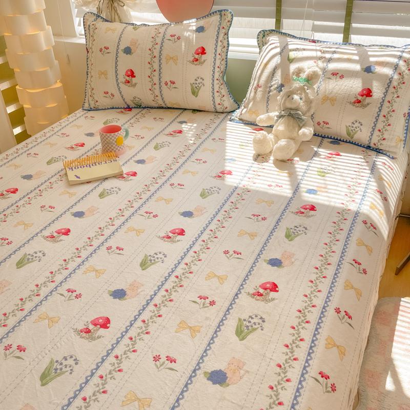 速发冬天加绒牛奶绒儿童宿舍珊瑚兰法绒面被单学生单人枕套三件套