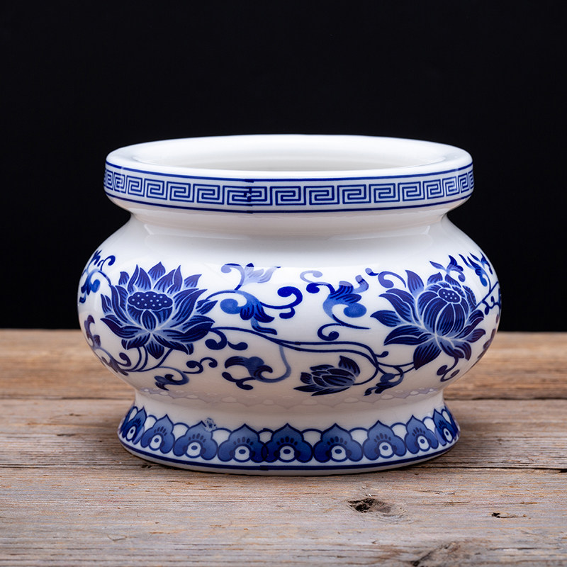 速发紫佛香青花瓷陶瓷阁炉家用室内供运烧香插香碗佛具用品