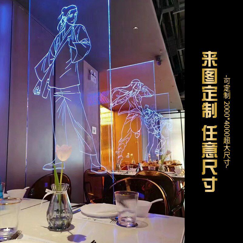速发压克力导光板图案超薄灯箱商场展示展厅背景墙发光板
