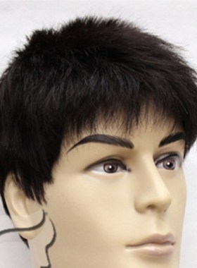 速发男士短直发 舞台表演 iwa松泽村吴邪 寸头黑色 套假发蓬头帅