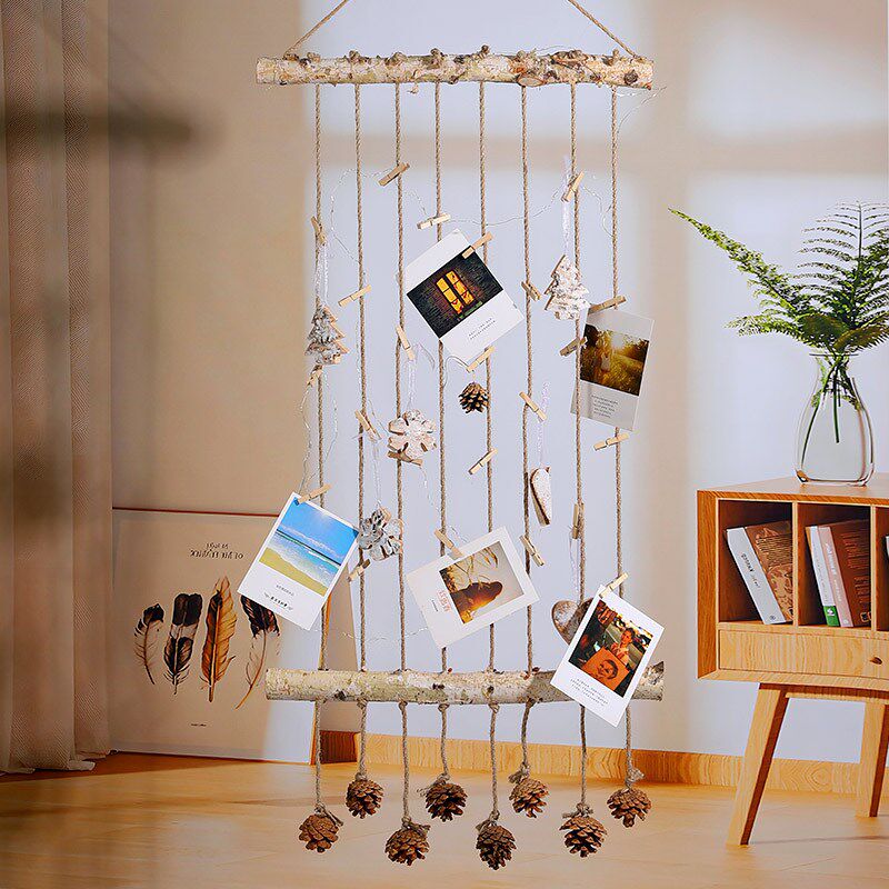速发诞桦木麻绳照片墙森系民宿墙面节饰品挂件圣白装场景布置壁饰