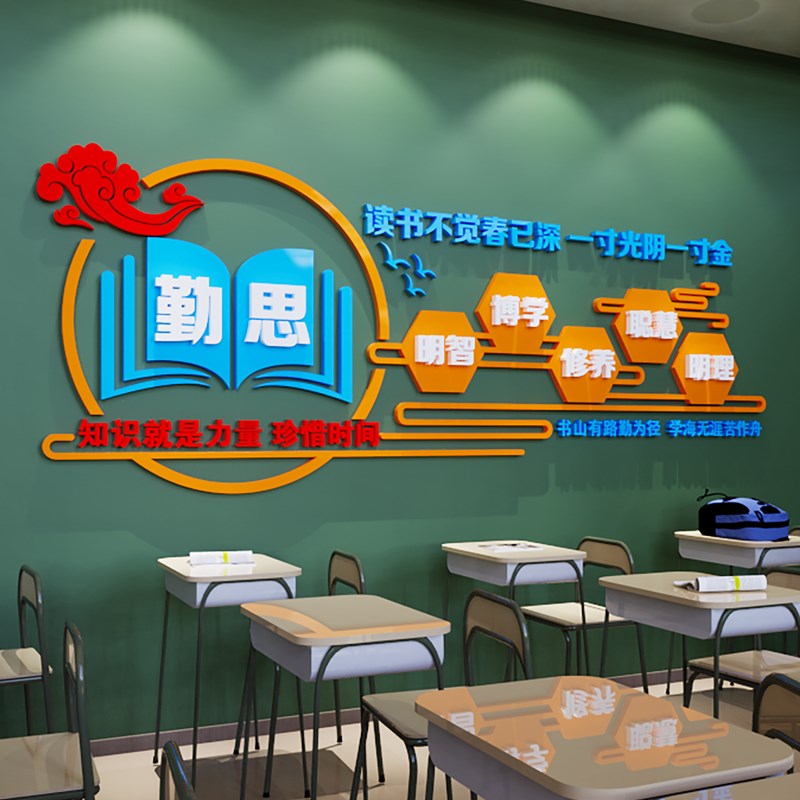 速发班级教室布置文饰墙贴纸阅读室区角装化语学习励志标墙立体