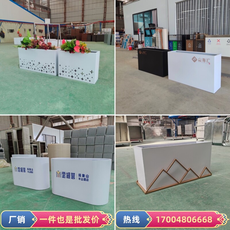速发椭圆形铁口花筒花箱电不艺商场可移动梯锈钢花盆围栏隔断景观