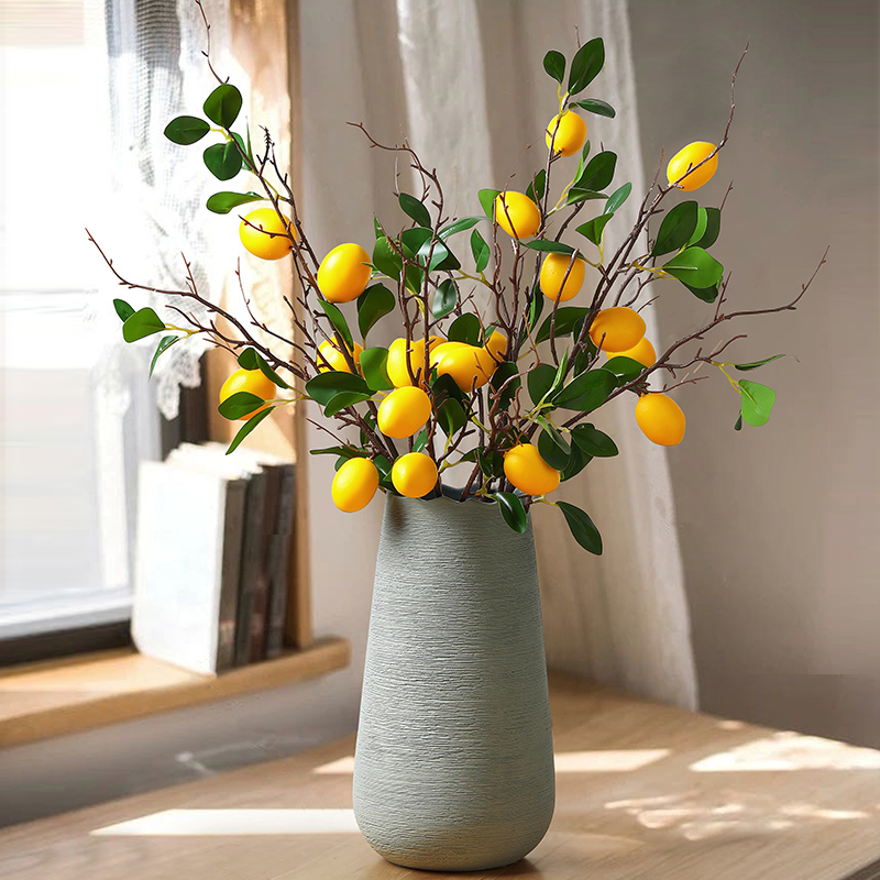 速发柠檬花假花水果仿枝卧室客厅茶几餐桌花艺摆件树生花