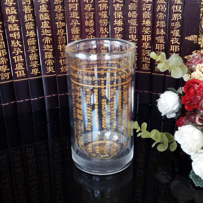 速发禅修心晶法器佛具大悲咒用经水品玻璃杯双层耐热禅修杯保温杯