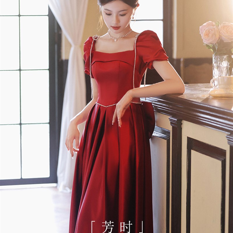 速发敬酒服新娘红色高级感结婚礼服小个子在逃公艺订婚裙遮肚主考