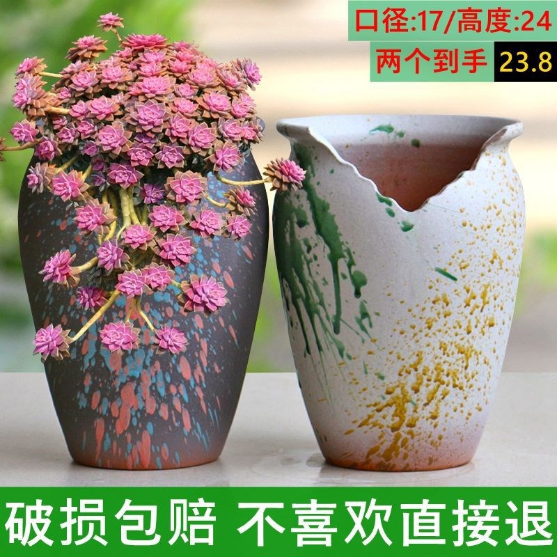 速发高切口肉型缺口悬崖多造花植粗陶陶瓷多肉盆物特大陶罐小老桩