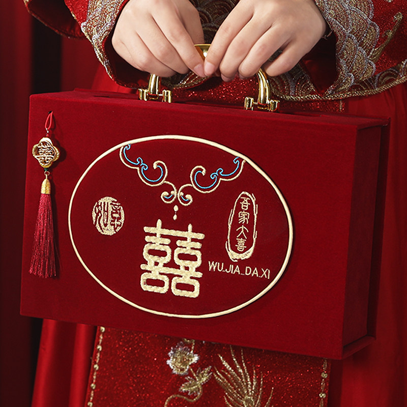速发结婚礼金箱礼级感婚高收钱箱提亲现金大号手提礼婚10聘礼彩订图片