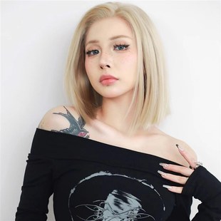 速发白金色假发短发夏龄li头a日常减季波波t蓬松自然真发蕾丝头套