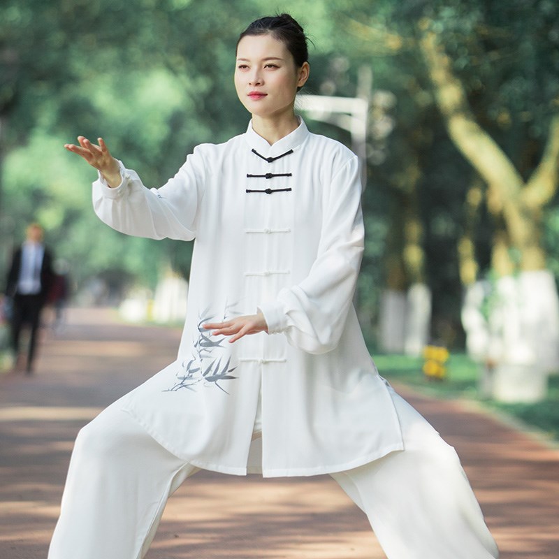 速发水墨竹叶太极演新款高端太极拳八段锦练功服装男表服比赛服飘