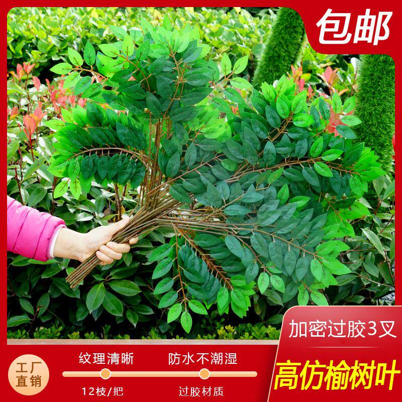 速发槐树叶榆树叶室内假树枣树叶子塑料树景工程造枝绿叶植物装饰