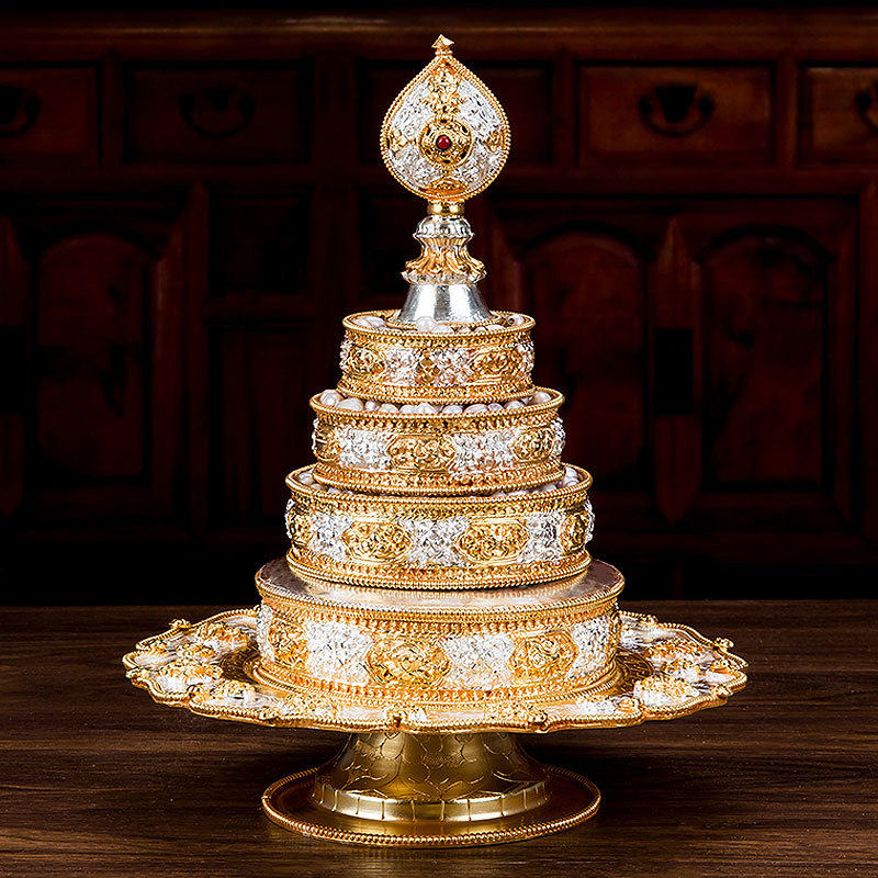 速发尼泊尔纯铜曼扎鎏金八银吉扎鎏曼祥曼扎盘供佛曼扎曼茶罗曼达