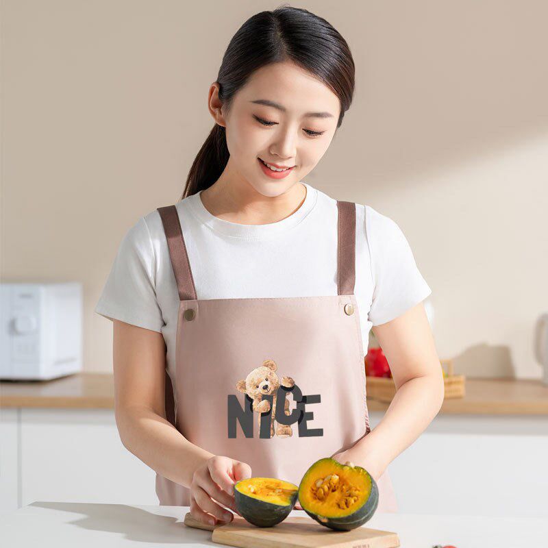 速发防水防油家用厨房背带围裙时尚韩版成人做饭干活耐脏工作服围