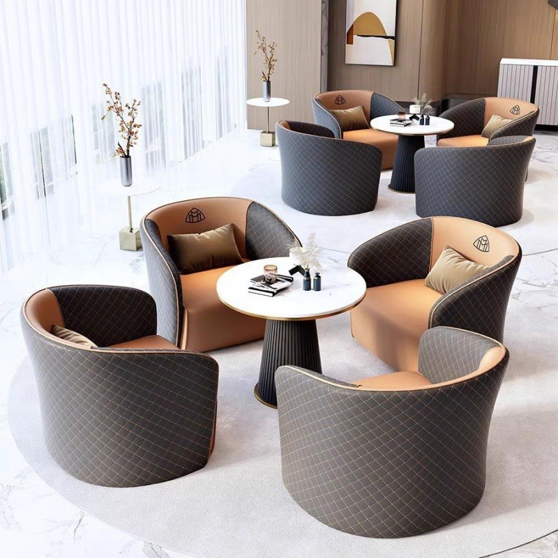 速发轻奢商务办公会待洽谈接客迈巴一椅店铺会所服装休息沙发赫桌