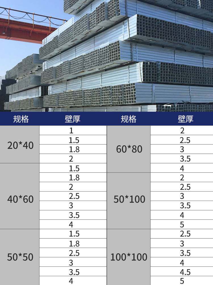 新镀锌方管钢材方钢管材40x60 100x100镀锌管型材矩形方通管铁品