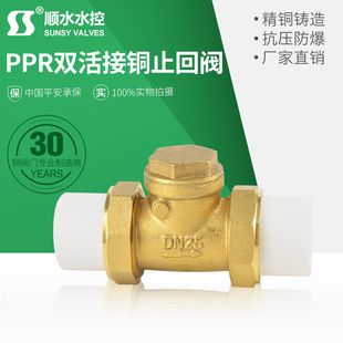 PE/PPR热熔活接卧式黄铜止回阀返止水逆流自来水管4分6分1寸工厂