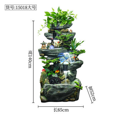 大型落地假山喷泉水景客厅办公室内轮加湿器喷雾流水装饰