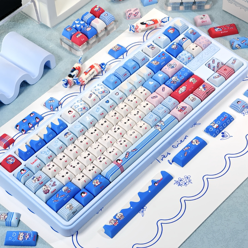Maorbeng猫尔本KCA高度140键白兔奶糖可爱热升华机械磁轴键盘键帽