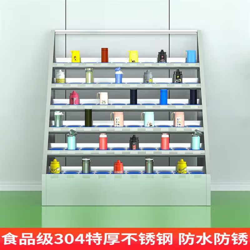 不锈钢水杯架员工车间水杯柜多门多格工厂茶杯收纳架茶水室杯子柜