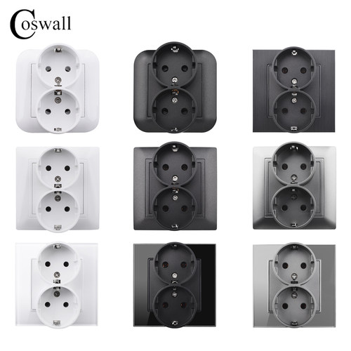 COSWALL86/82型双欧插欧规墙壁插座俄罗斯欧标16A德式接地插座