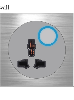 86型灰色铝拉丝通用三孔LED大光圈带开关 多三孔USB 三孔墙壁插座