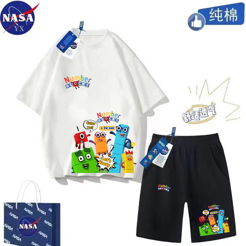 NASA联名数字积木童装短袖T恤