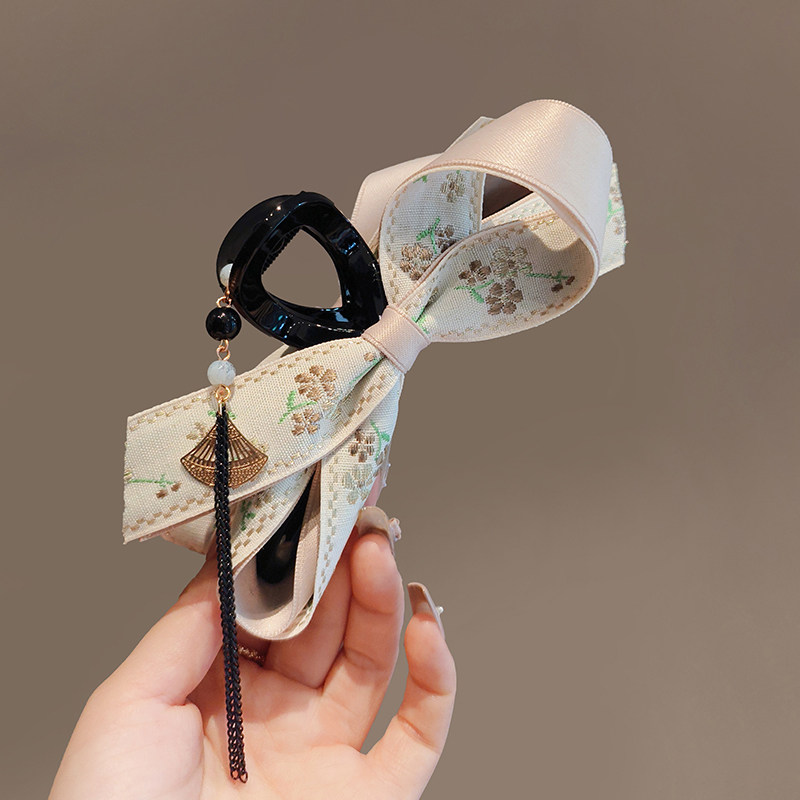 复古碎花流苏蝴蝶结抓夹高级感新中式后脑勺盘发大号鲨鱼夹头饰女,饰品/流行首饰/时尚饰品新,发饰,淘宝优惠券,粉丝福利购,淘宝优惠卷