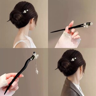 古风铃兰花流苏发簪女2025新款高级感旗袍国风木质簪子新中式发饰